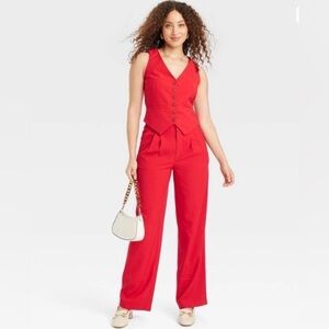 A New Day Red High-Rise Trousers